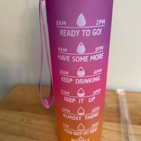Water Bottle Motivational with Cleaning Utensils New (Has Strap) 32 oz. Plastic - Picture 2 of 5